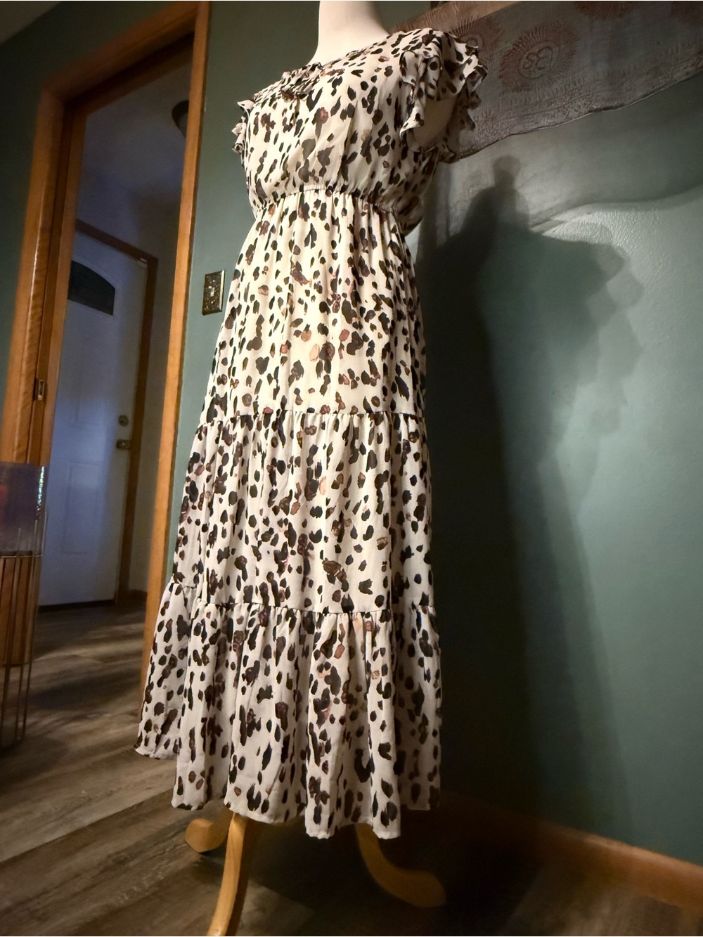 Cream Animal Print Tiered Maxi Dress - Hayden Los Angeles